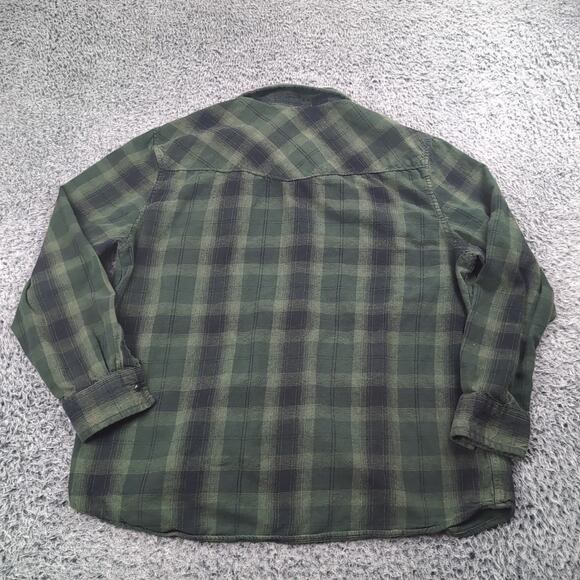 Roebuck and Co Shirt Men 2XL XXL Green Flannel Pearl Snap Chore Long Sleeve - Picture 6 of 7